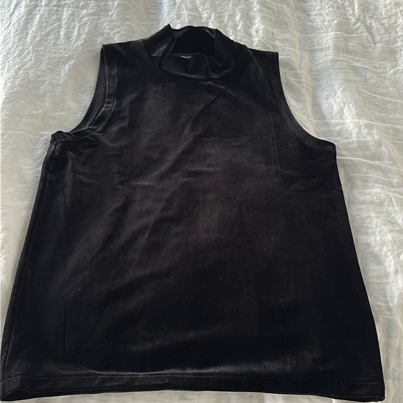 J.Crew black stretch velvet sleeveless turtleneck - Picture 2 of 4